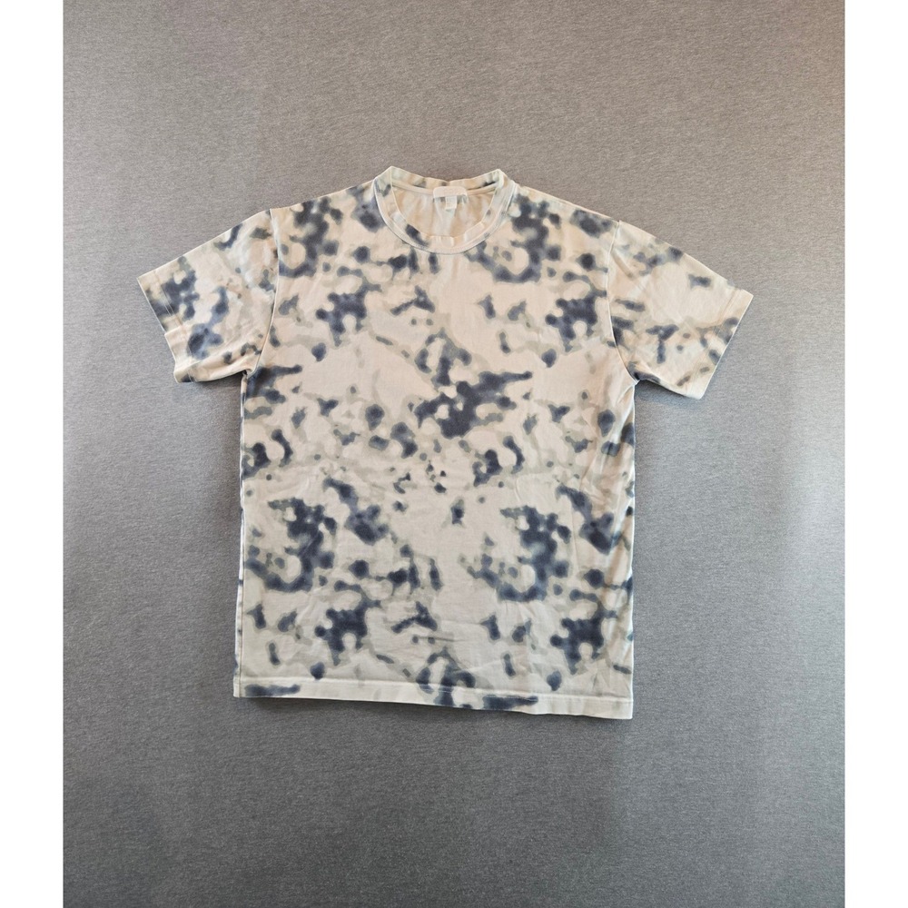 COS T-Shirt Mens Small White Blue Tie-Dye Heavyweight Cotton Crew Neck Casual